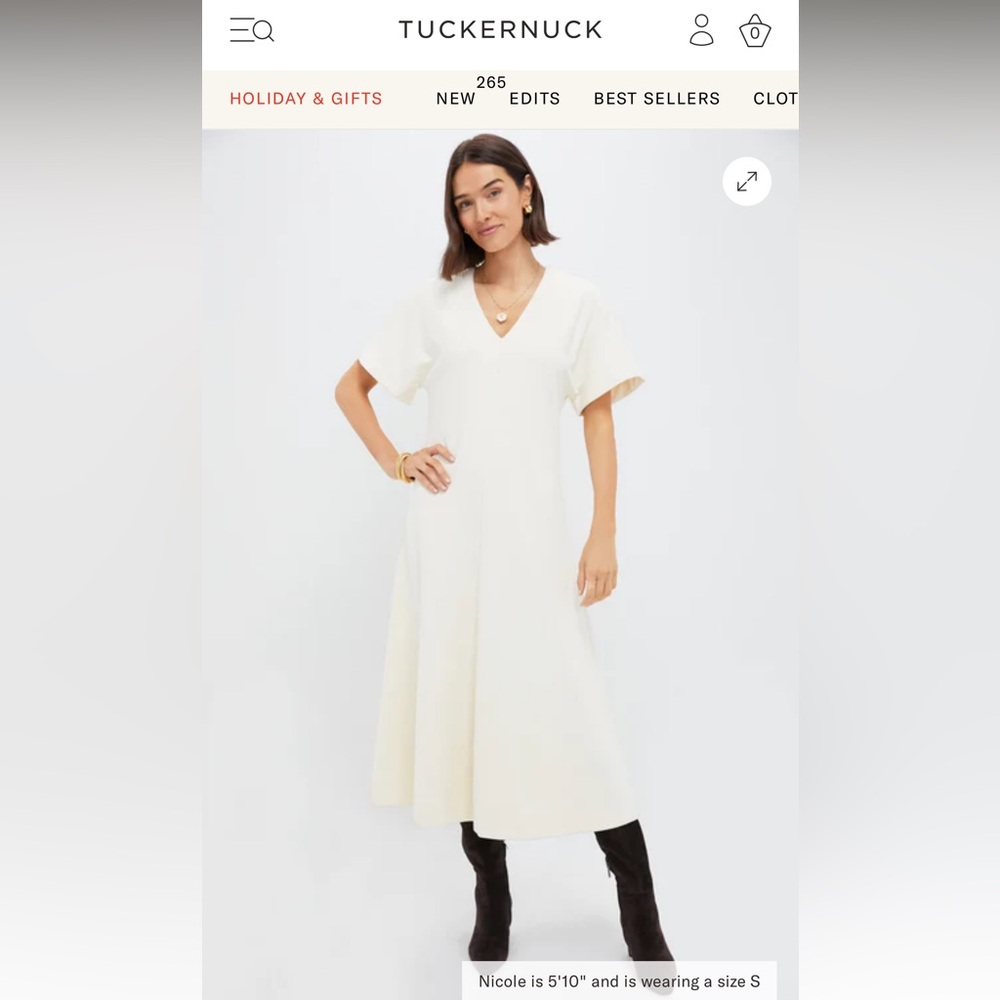 Elegant Cream V-Neck Dress